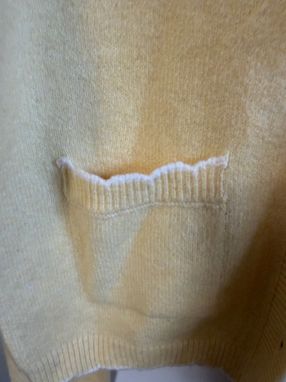 Pink Rose Soft Pale Yellow Button Cardigan with White Trim - Picture 3 of 5